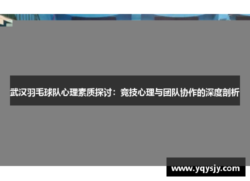 武汉羽毛球队心理素质探讨：竞技心理与团队协作的深度剖析